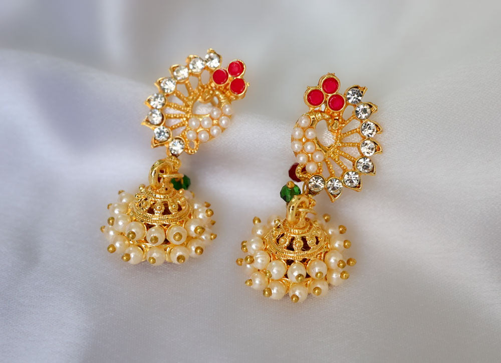 Tarini Peacock Rhinestone Earrings