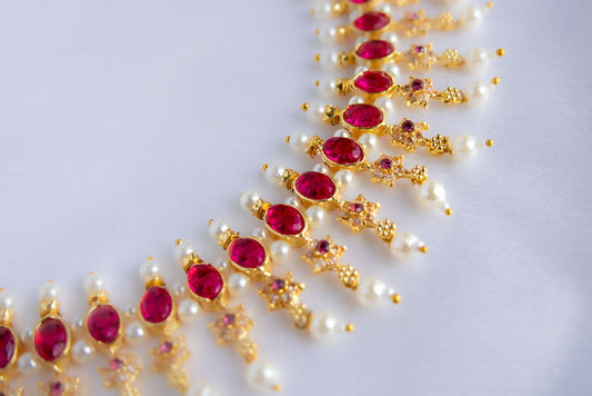 Tarini Red Rhinestone Necklace