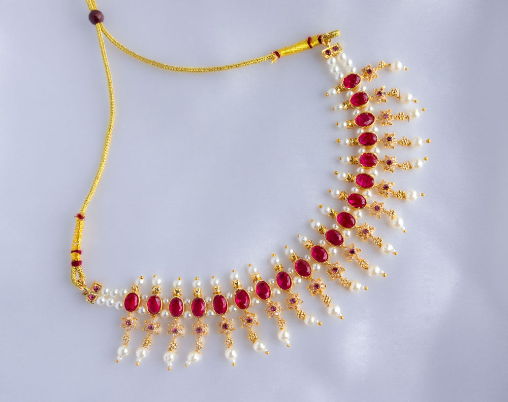 Tarini Red Rhinestone Necklace
