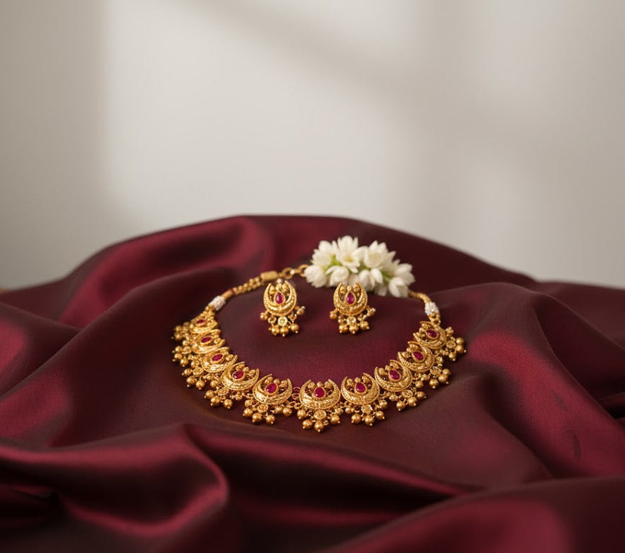 Tarini Chandra Red Rhinestone Necklace