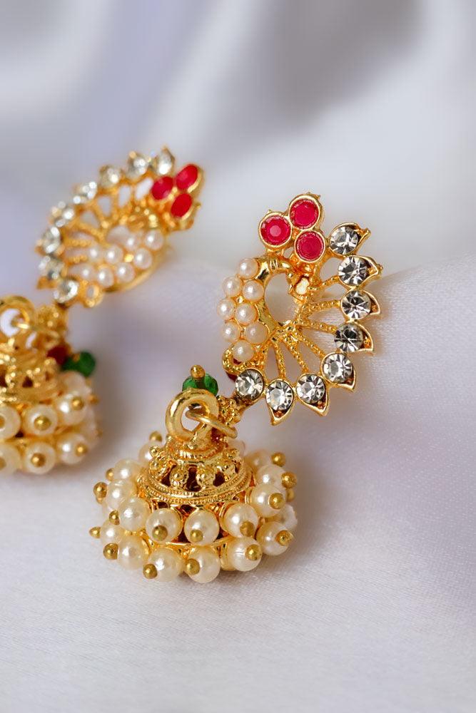 Tarini Peacock Rhinestone Earrings