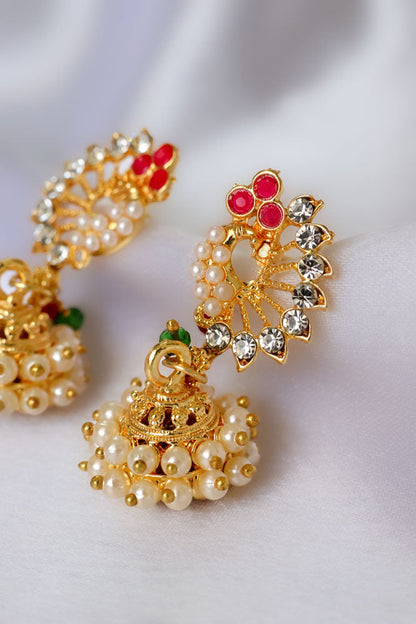 Tarini Peacock Rhinestone Earrings