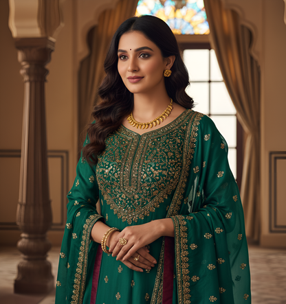 Tarini Golden Leaf necklace with earrings