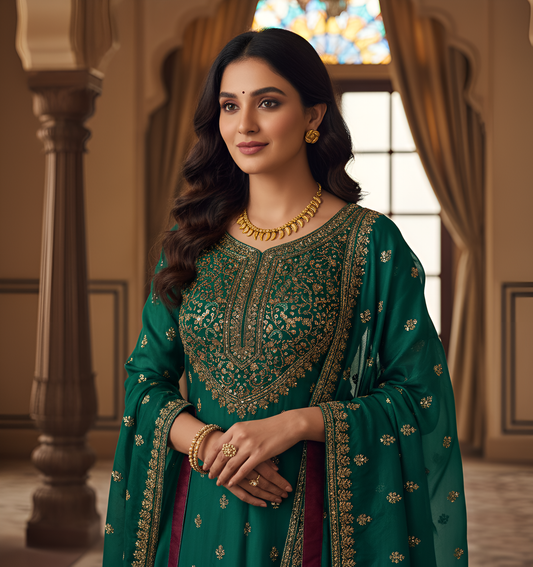 Tarini Golden Leaf necklace with earrings