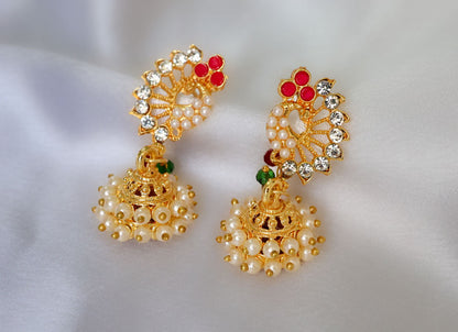Tarini Peacock Rhinestone Earrings