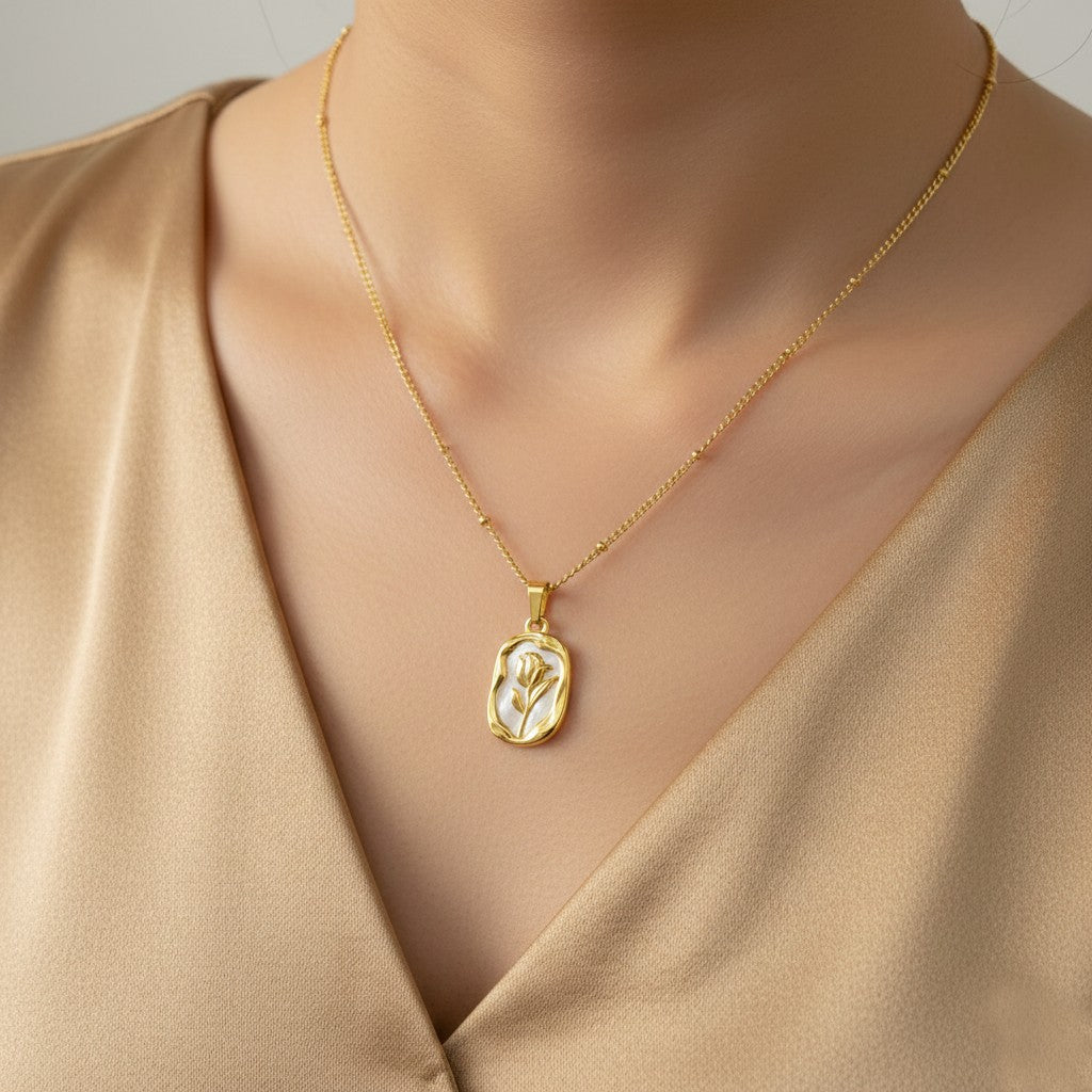 Tarini White Rose Necklace