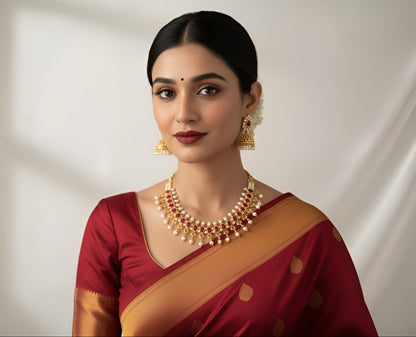 Tarini Red Rhinestone Necklace