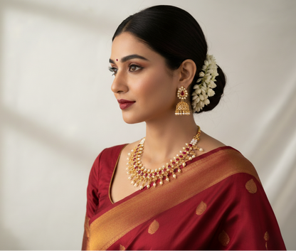 Tarini Red Rhinestone Necklace