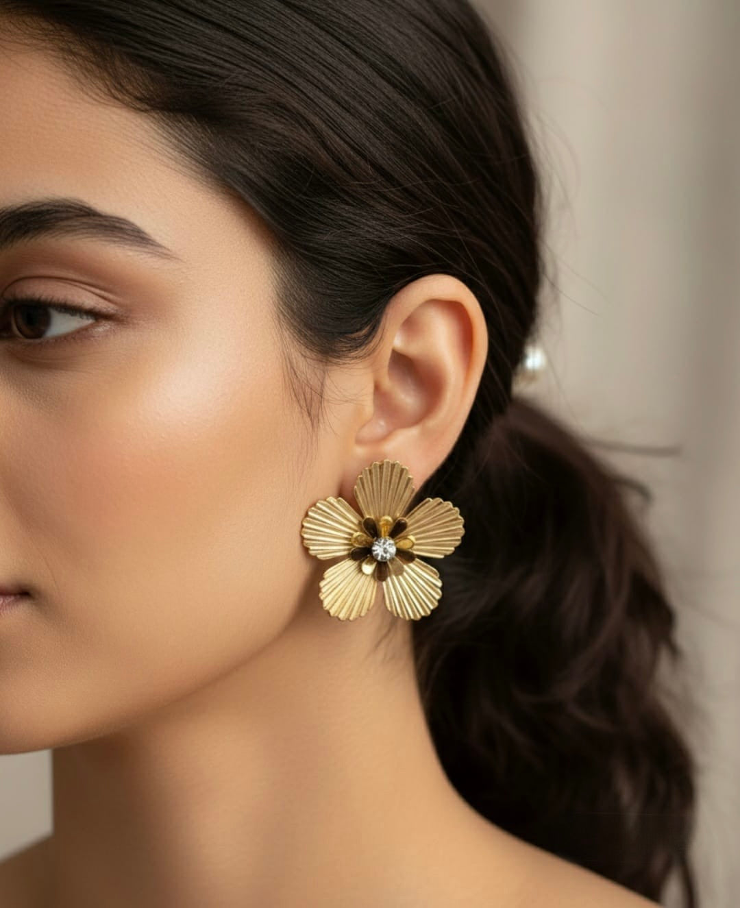 Tarini Gold Flower Earrings