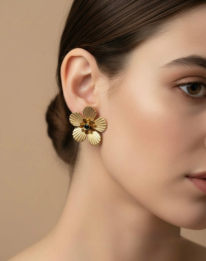 Tarini Gold Flower Earrings