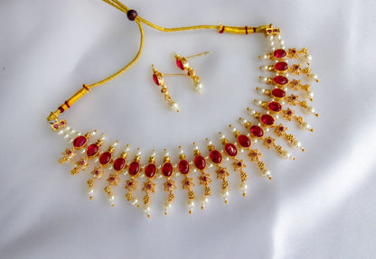 Tarini Red Rhinestone Necklace