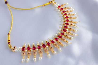 Tarini Red Rhinestone Necklace