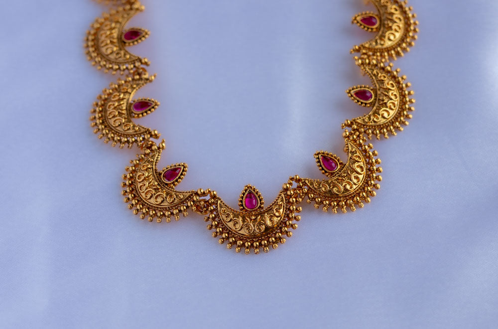 Tarini Red Long Chandra Necklace