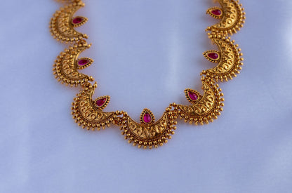 Tarini Red Long Chandra Necklace