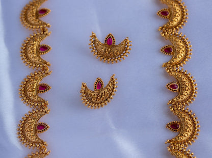 Tarini Red Long Chandra Necklace