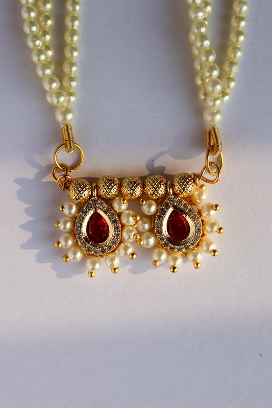 Tarini Red Rhinestone Mangalsutra