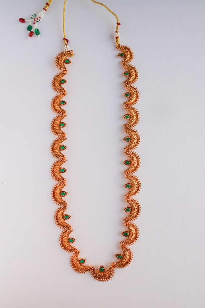 Tarini Green Long Chandra Necklace