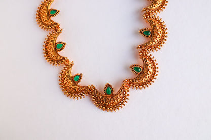 Tarini Green Long Chandra Necklace