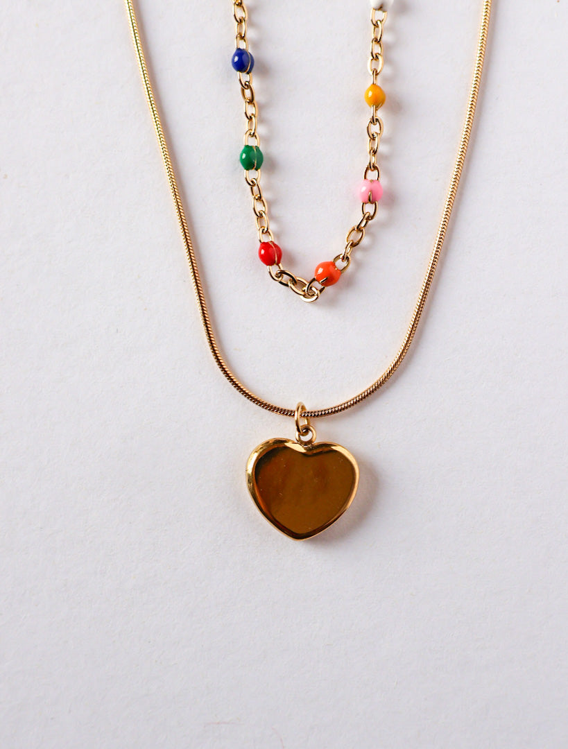 Tarini Rain Bow  & Heart Necklace
