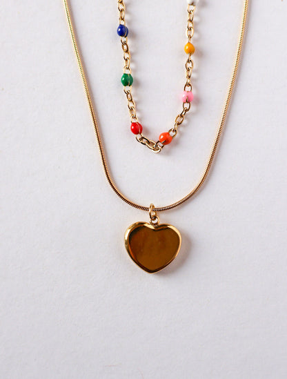 Tarini Rain Bow  & Heart Necklace