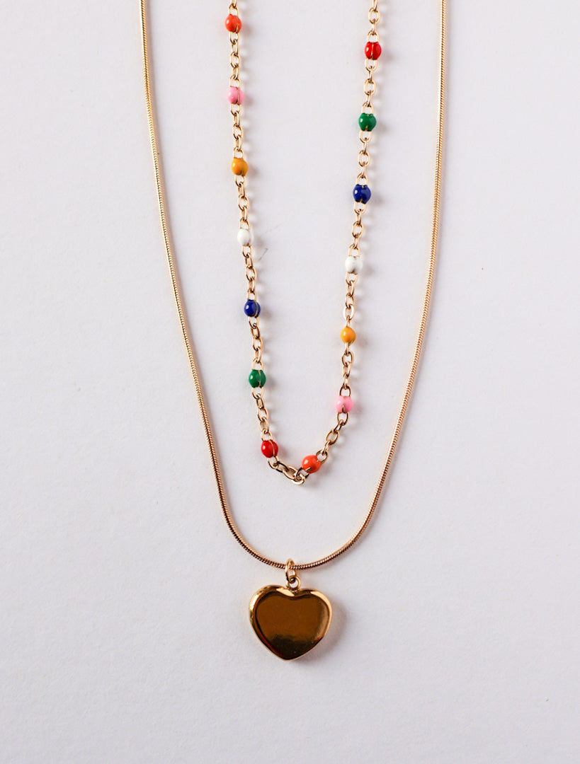 Tarini Rain Bow  & Heart Necklace