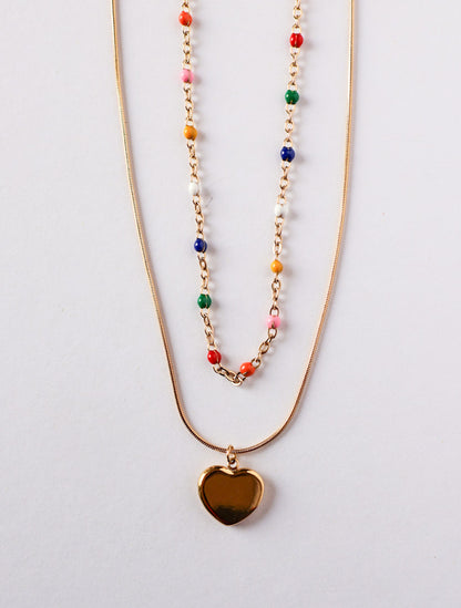 Tarini Rain Bow  & Heart Necklace
