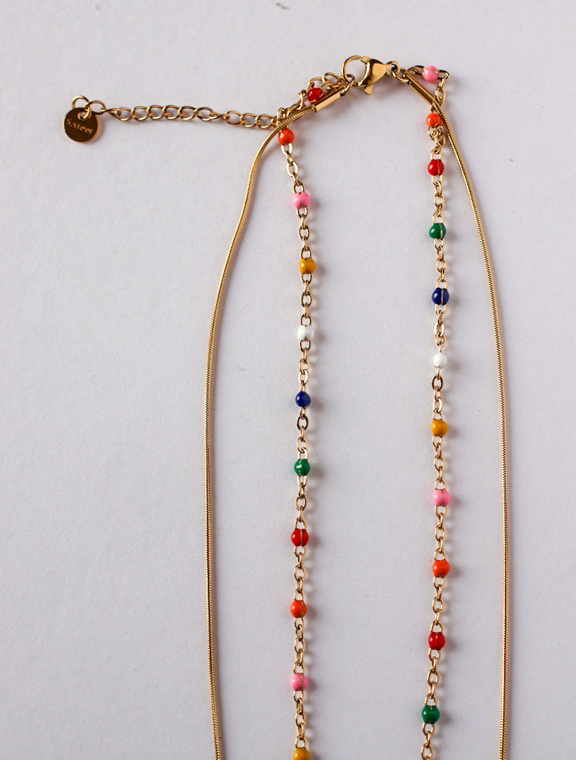 Tarini Rain Bow  & Heart Necklace