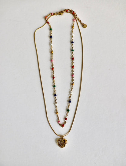 Tarini Rain Bow  & Heart Necklace