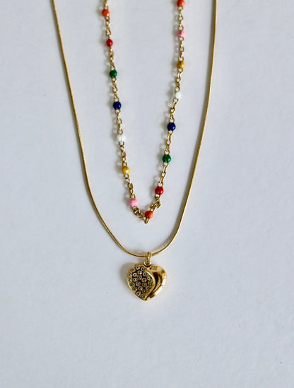 Tarini Rain Bow  & Heart Necklace