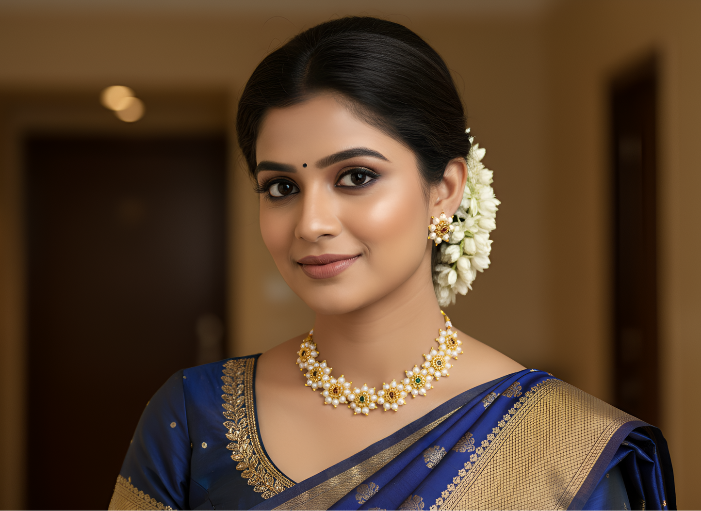 Tarini Moti Chokar Necklace With Earrings