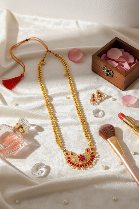 Tarini Crystal Moti Necklace short